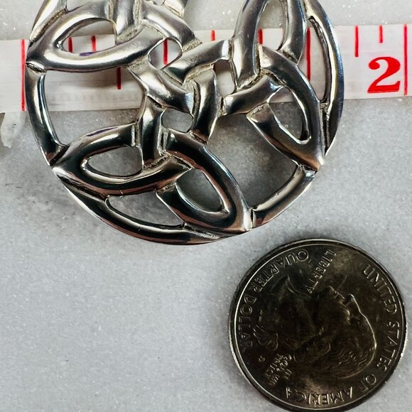 Vtg Celtic Knotwork Brooch Pin St Justin Silver-tone Presentation Box Chicago - Picture 3 of 6